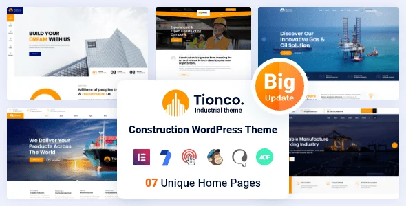 Tionco - Construction WordPress Theme + RTL — homepage layout