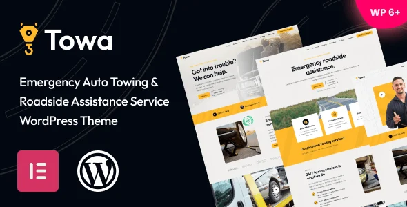 Towa - Emergency Auto Towing & Roadside Assistance Service WordPress Theme — homepage layout