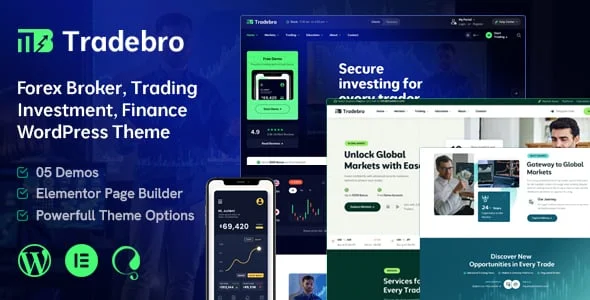 TradeBro - Forex Broker & Trading WordPress Theme — homepage layout