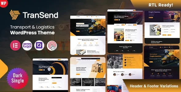 TranSend - Transport WordPress Theme — homepage layout