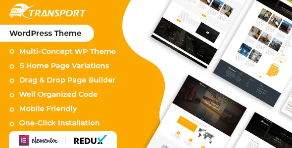 Transport & Logistics WordPress Theme — homepage layout