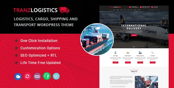 Tranzlogistics - Logistics & Cargo Shipping WordPress Theme — homepage layout