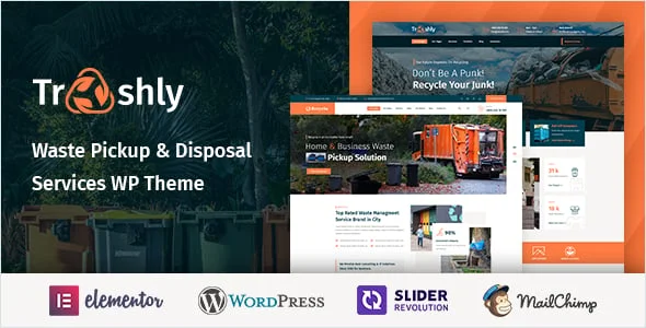 Trashly - Waste Pickup & Disposal Services WordPress Theme — homepage layout