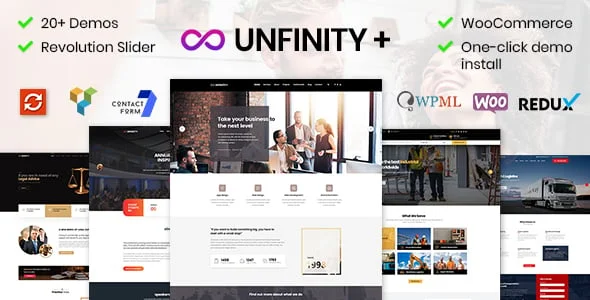 Unfinity - One Page WordPress Theme — homepage layout