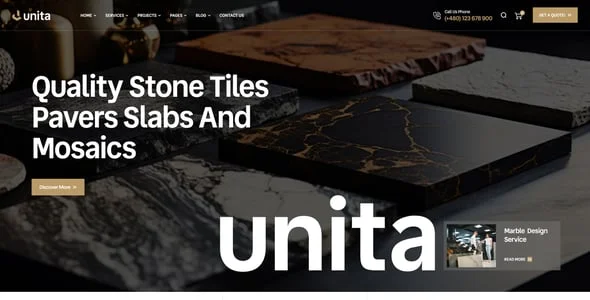 Unita - Marble & Tiles WordPress Theme — design detail view