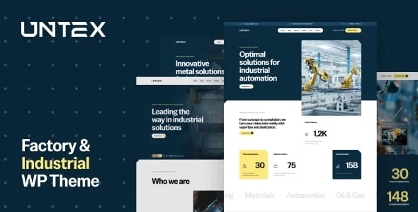 Untex - Factory & Industrial WordPress Theme — homepage layout