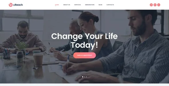 uReach | Immigration Center & Relocation Company WordPress Theme — blog and article listing