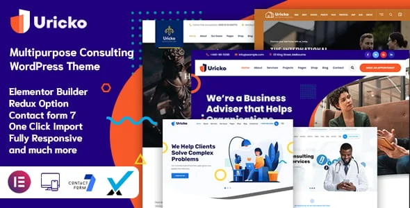 Uricko - Multipurpose Consulting WordPress — homepage layout