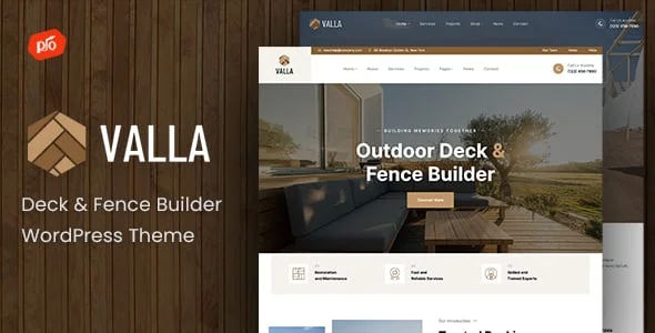 Valla - Deck & Fence Builder WordPress Theme — homepage layout