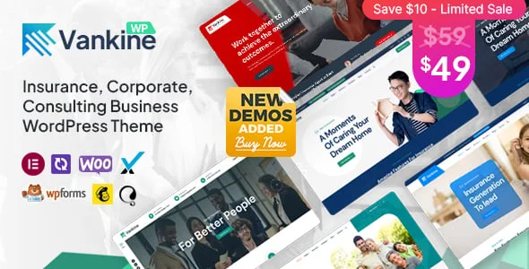 Vankine - Insurance & Consulting Business WordPress Theme — homepage layout