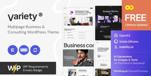 Variety — Multipage Business & Consulting WordPress Theme — homepage layout