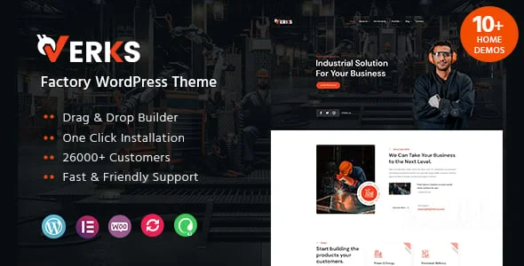 Verks - Factory WordPress Theme — homepage layout