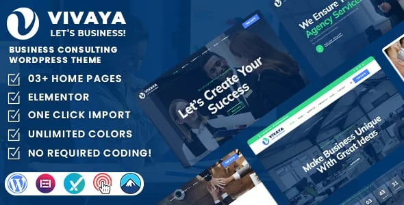 Vivaya - Business Consulting WordPress Theme — homepage layout