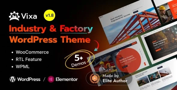 Vixa - Industry, Factory & Manufacturing WordPress Theme — homepage layout