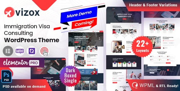 Vizox - Immigration Visa WordPress — homepage layout