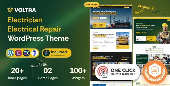 Voltra - Electrician Electrical Repair WordPress Theme — homepage layout