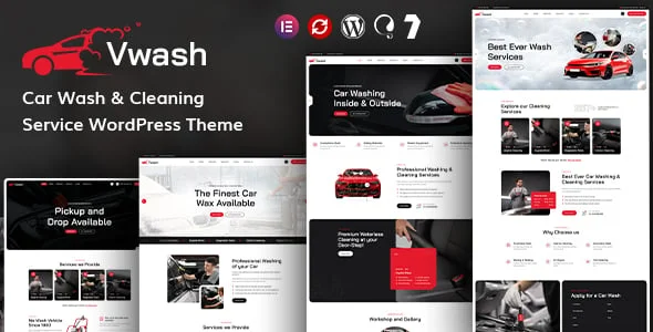 Vwash - Car Wash & Cleaning Service WordPress Theme — homepage layout
