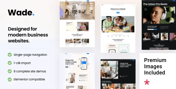 Wade - Business One Page WordPress Theme — homepage layout