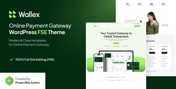 Wallex – Online Payment Gateway Gutenverse FSE WordPress Block Theme — homepage layout