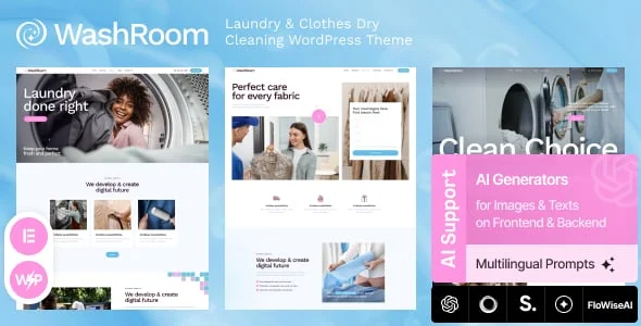 Washroom - Laundry & Clothes Dry Cleaning WordPress Theme — homepage layout