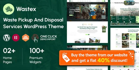 Wastex- Waste Pickup and Disposal Services WordPress Theme — homepage layout