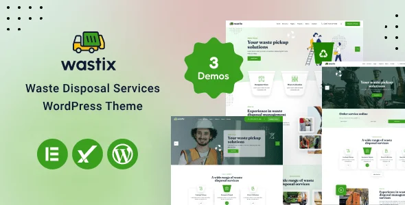 Wastix - Waste Disposal Services WordPress Theme — homepage layout