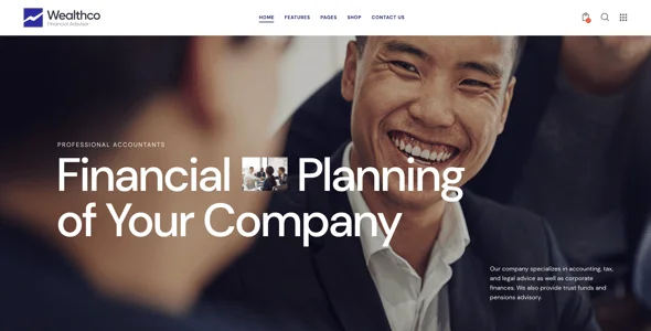 WealthCo | Business & Financial Consulting WordPress Theme — design detail view