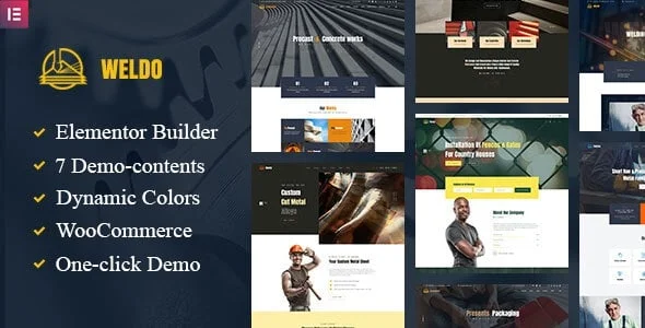 Weldo - Metal Works WordPress Theme — homepage layout