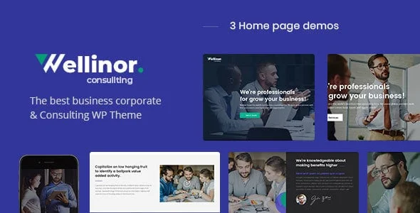 Wellinor - Business Consulting WordPress Theme — homepage layout