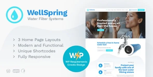 WellSpring | Aqua Filters & Drinking Water Delivery WordPress Theme — homepage layout