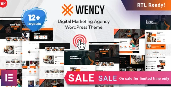 Wency - Digital Agency WordPress Theme — homepage layout