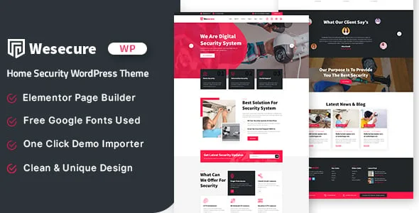 Wesecure – Home Security WordPress Theme — homepage layout