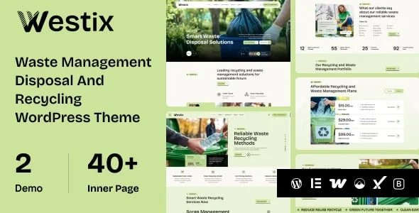 Westix - Recycling & Waste Management WordPress Theme — homepage layout