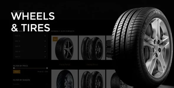 Wheels & Tires - WordPress Theme — homepage layout