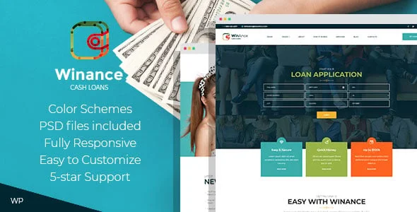 Winance – Financial Company WordPress Theme — homepage layout