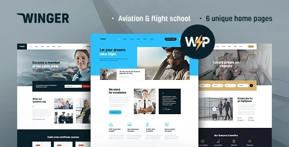 Winger - Aviation & Flight School WordPress Theme — homepage layout