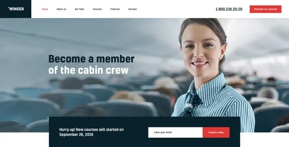 Winger - Aviation & Flight School WordPress Theme — design detail view