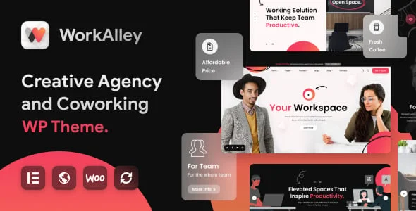 WorkAlley - Creative Agency & Coworking WordPress Theme — homepage layout