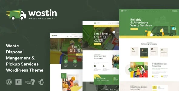 Wostin - Waste Pickup Services WordPress Theme — homepage layout