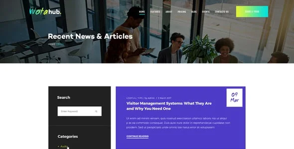 WotaHub | Coworking Space & Office Center WordPress Theme — interior page design