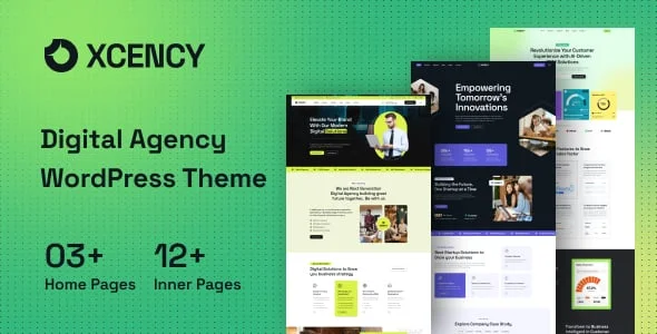 Xcency - Digital Agency WordPress Theme — homepage layout