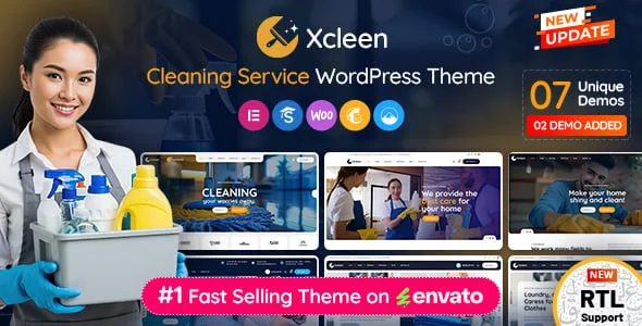 Xcleen - Cleaning Services WordPress Theme — homepage layout