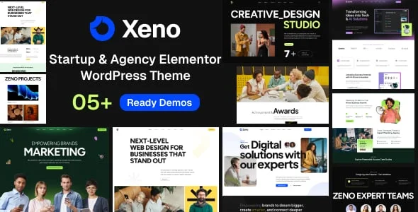 Xeno - Startup & Agency Elementor WordPress Theme — homepage layout