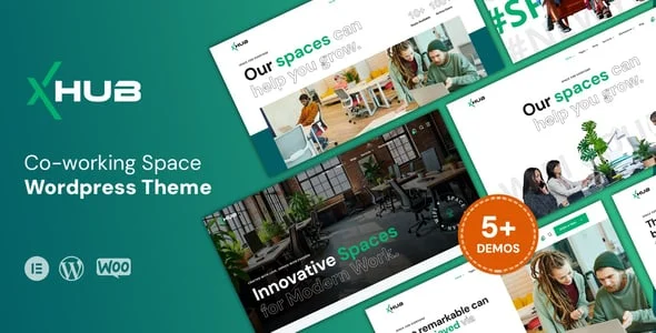 xHub - Modern Co-Working Space WordPress Theme — homepage layout