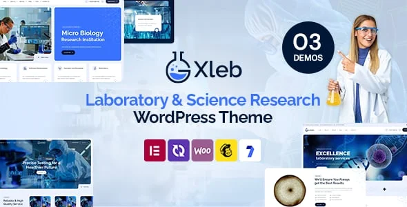 Xleb - Laboratory & Science Research WordPress Theme — homepage layout