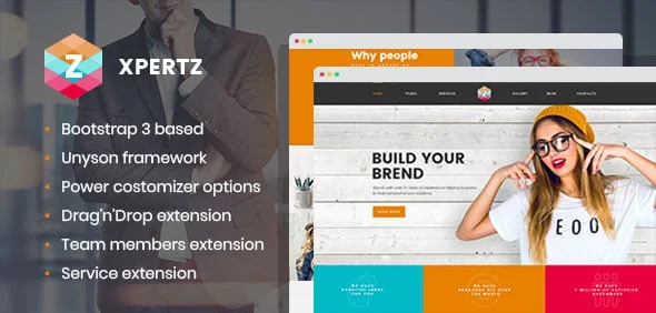 XpertZ - Corporate Multipage WordPress theme — homepage layout