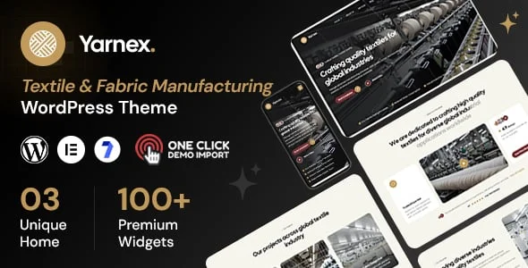 Yarnex - Textile & Fabric Manufacturing WordPress Theme — homepage layout