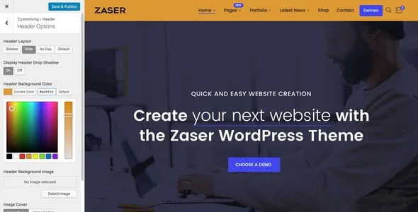 Zaser Pro | All-in-one WordPress Theme — interior page design