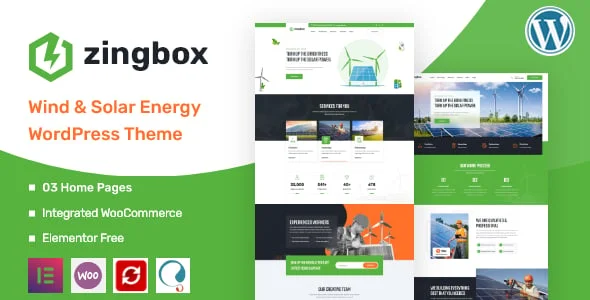Zingbox – Wind & Solar Energy WordPress Theme — homepage layout
