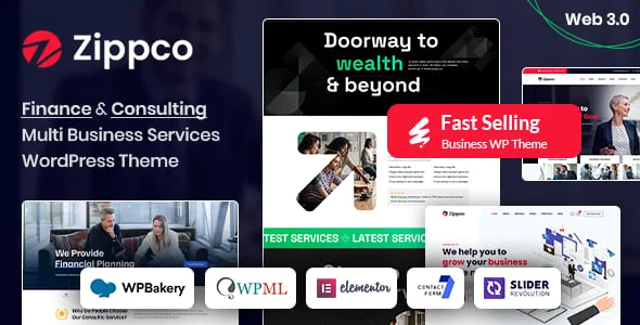 Zippco - Business and Finance Consulting WordPress Theme — homepage layout